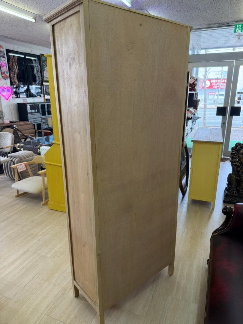 カントリー　キャビネット　食器棚　本棚　扉付　収納　レトロ　棚　ホワイト　引出