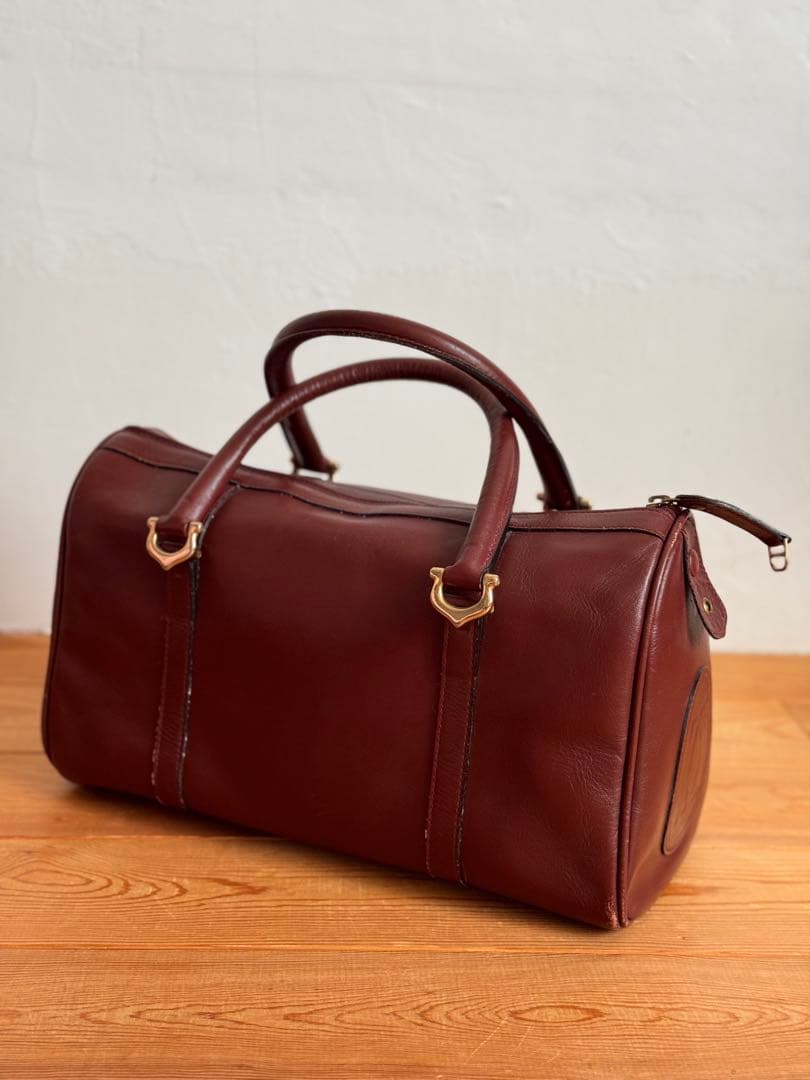 カルティエ　レザーボストンバッグ　ボルドー