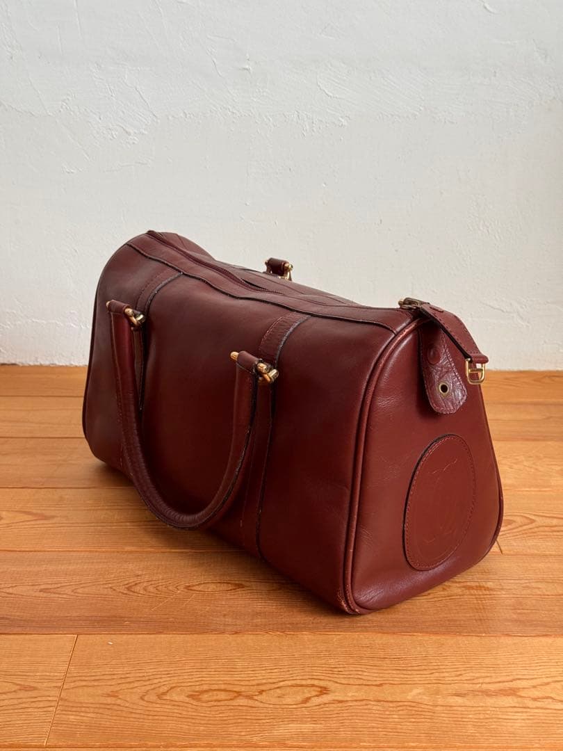カルティエ　レザーボストンバッグ　ボルドー