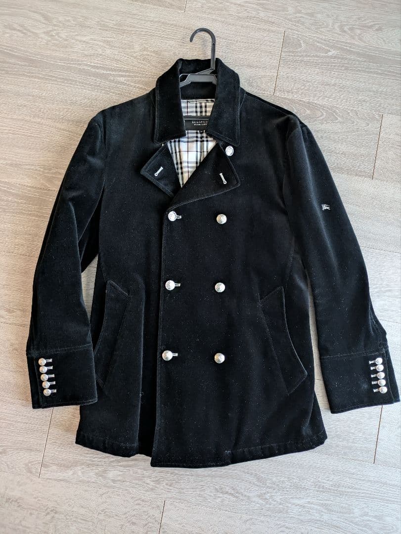 バーバリーブラックレーベル ロングコート ダブル 銀ボタン