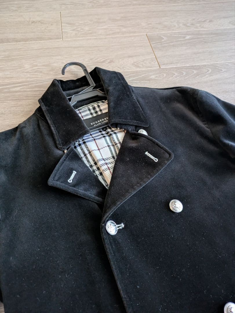 バーバリーブラックレーベル ロングコート ダブル 銀ボタン