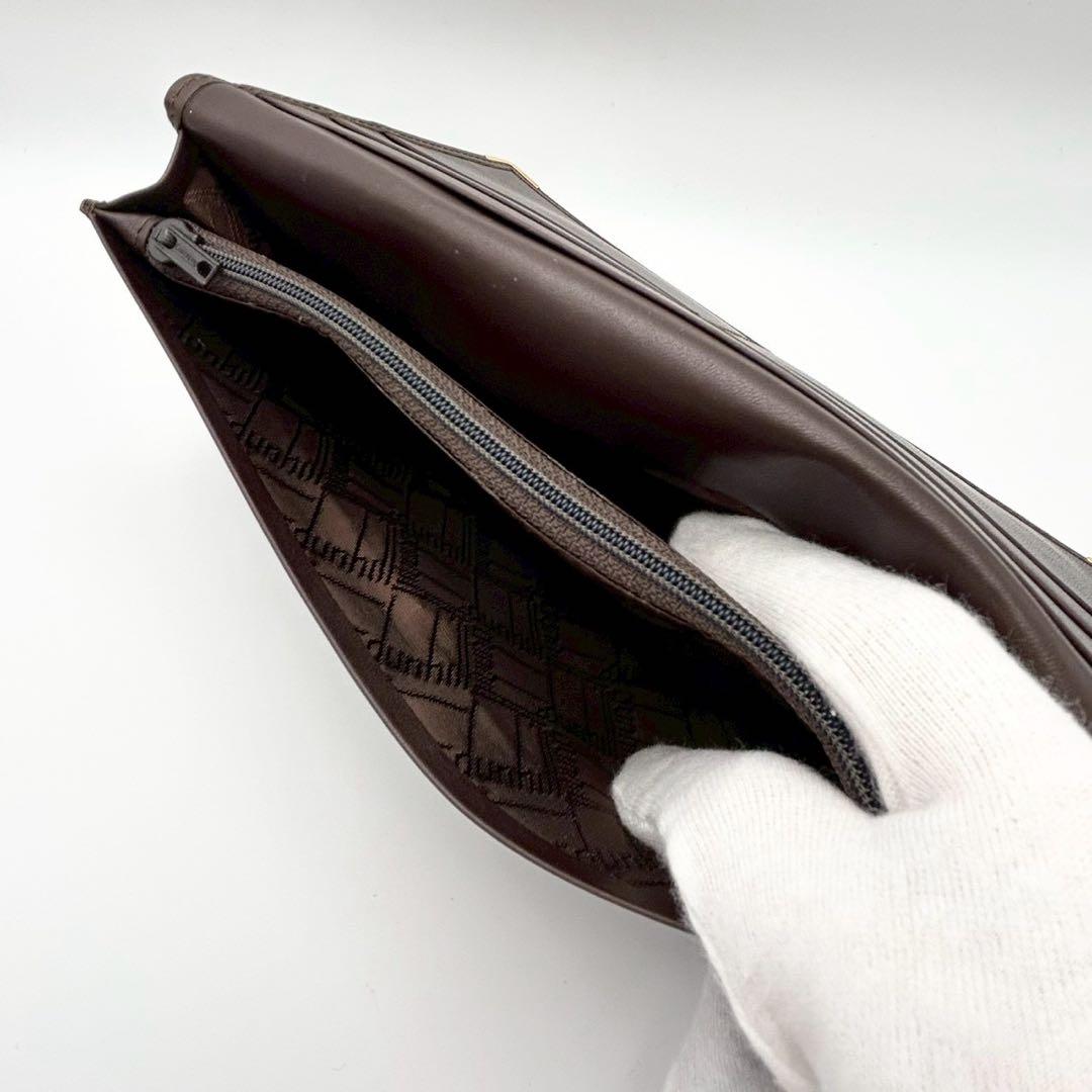 【超美品】dunhill ダンヒル 長財布 二つ折り 小銭入れレザー 茶色