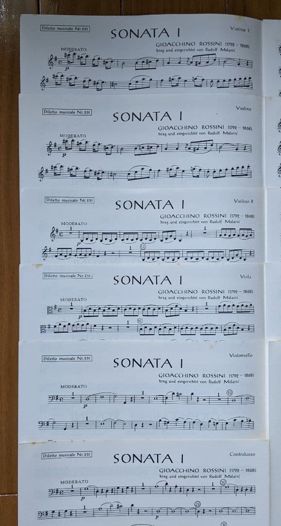 ロッシーニ6つの弦楽のためのソナタ楽譜