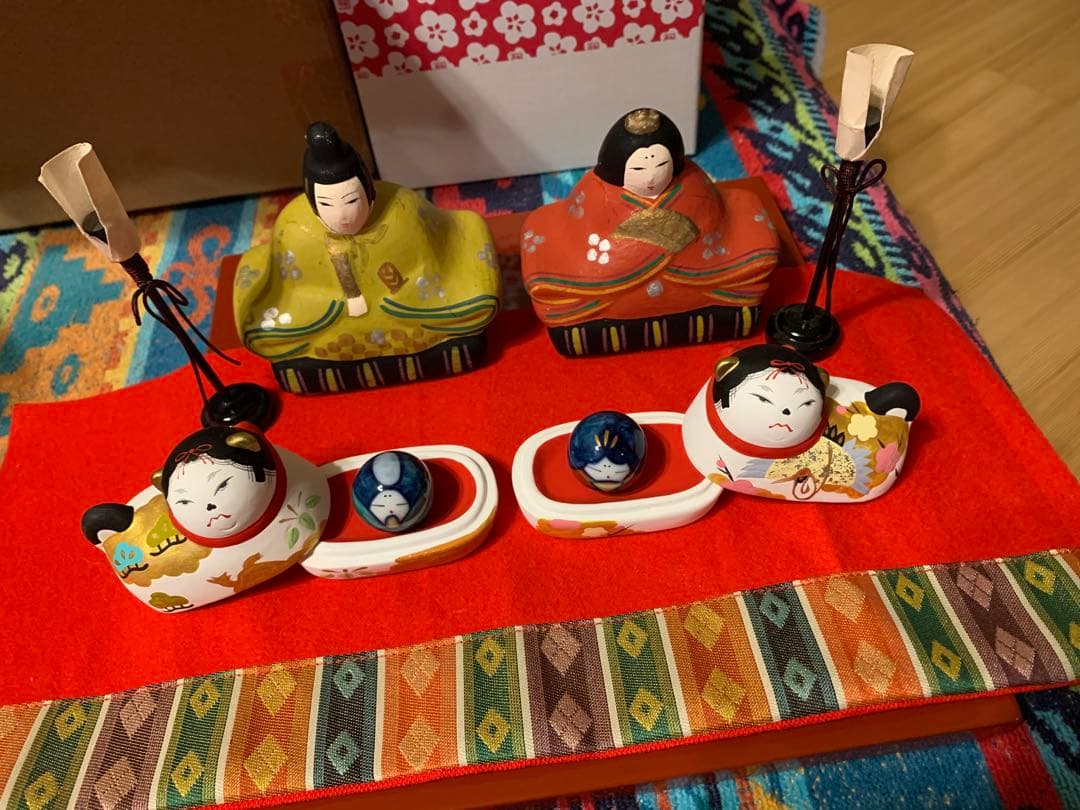 廃盤 須原陶磁工房 須はら張り子 犬筥 雛人形 雛祭り 有田焼 古い雛人形 窯焼