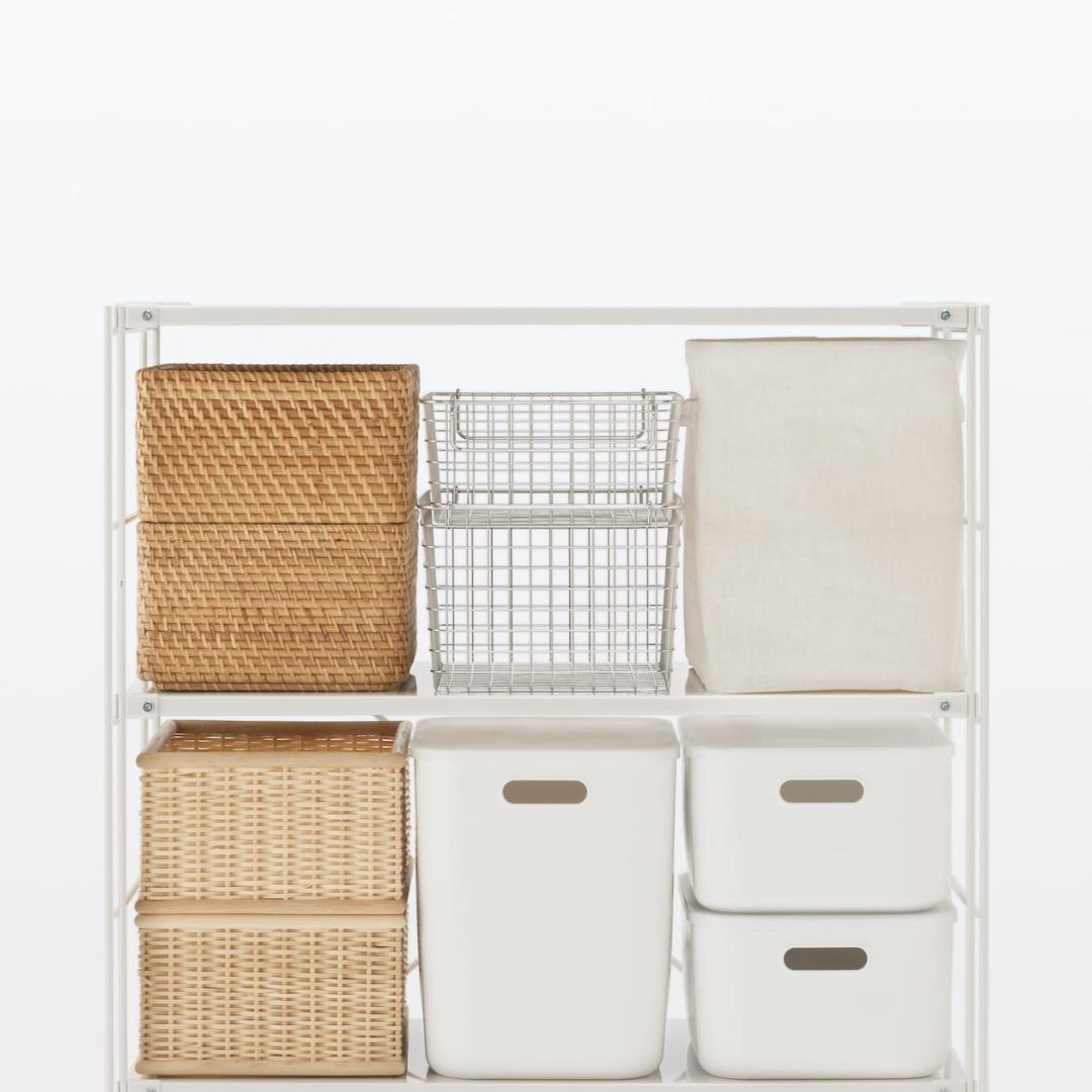 【無印良品】スチールユニットシェルフ ワイド 小 ライトグレー 収納ラック