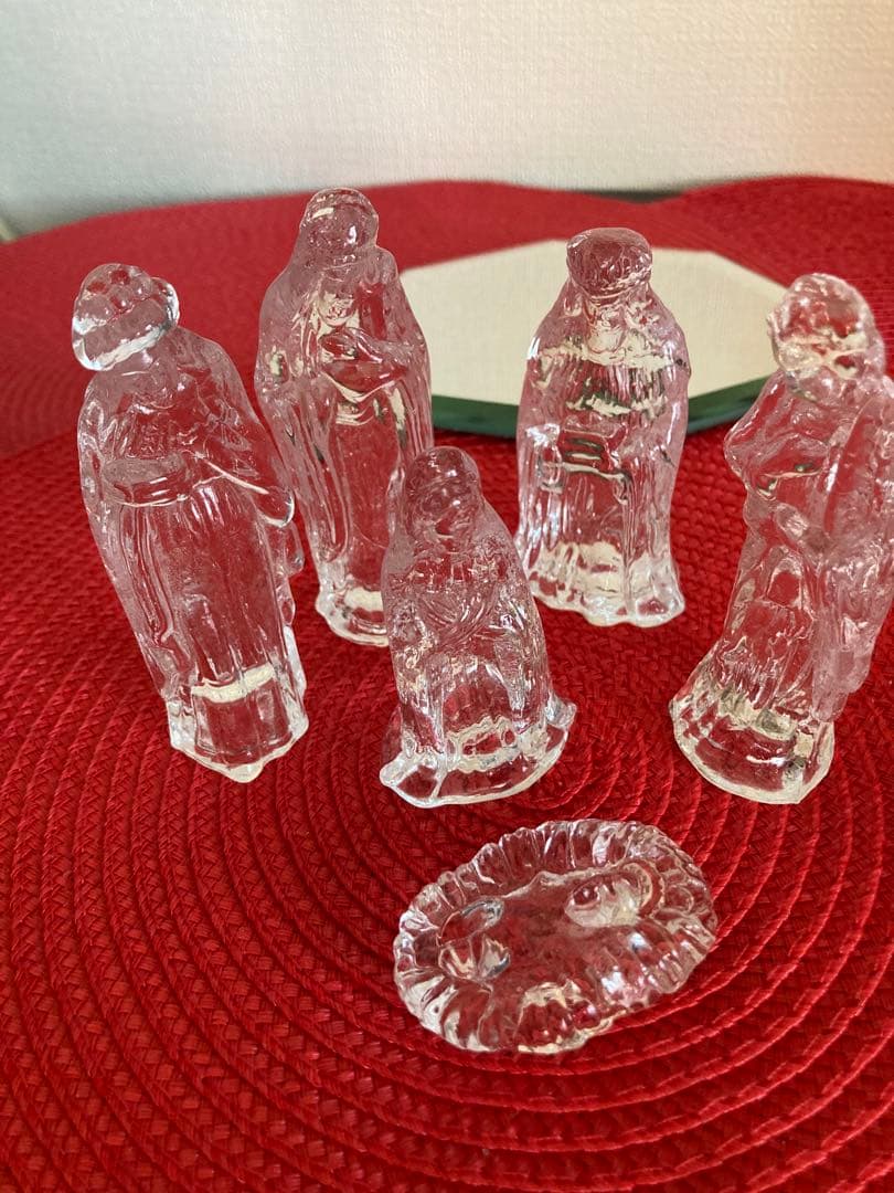 ✴︎未使用品✴︎キリスト降誕クリスマス　クリスタルガラス6体セット　クリッペ