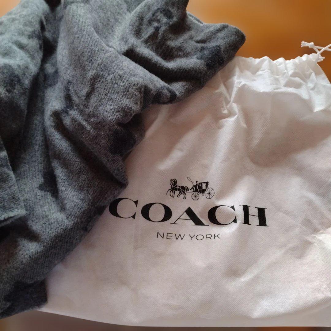 未使用 COACH グレー ウール混合ストール