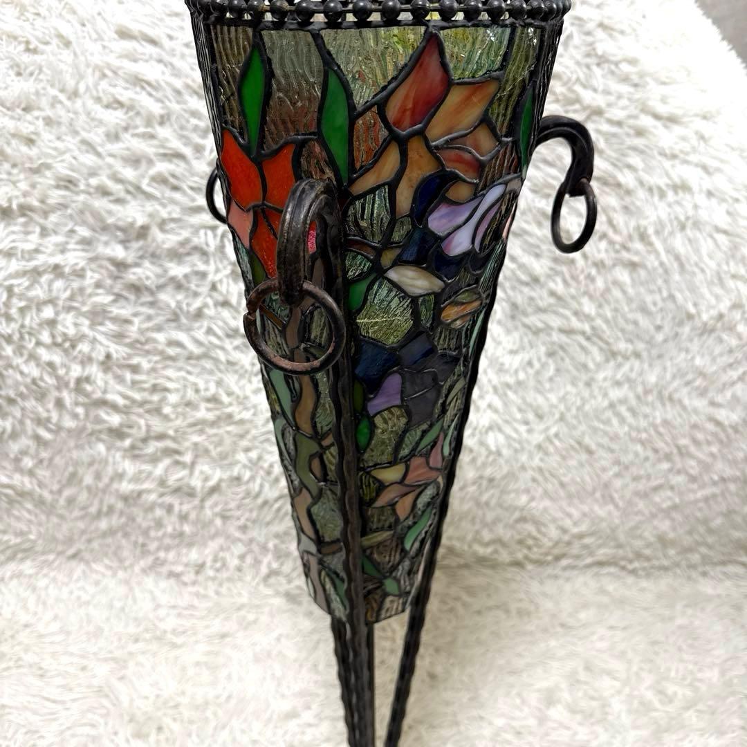 ステンドグラス　フロアスタンド　フロアランプ　トーチ型　アンティーク