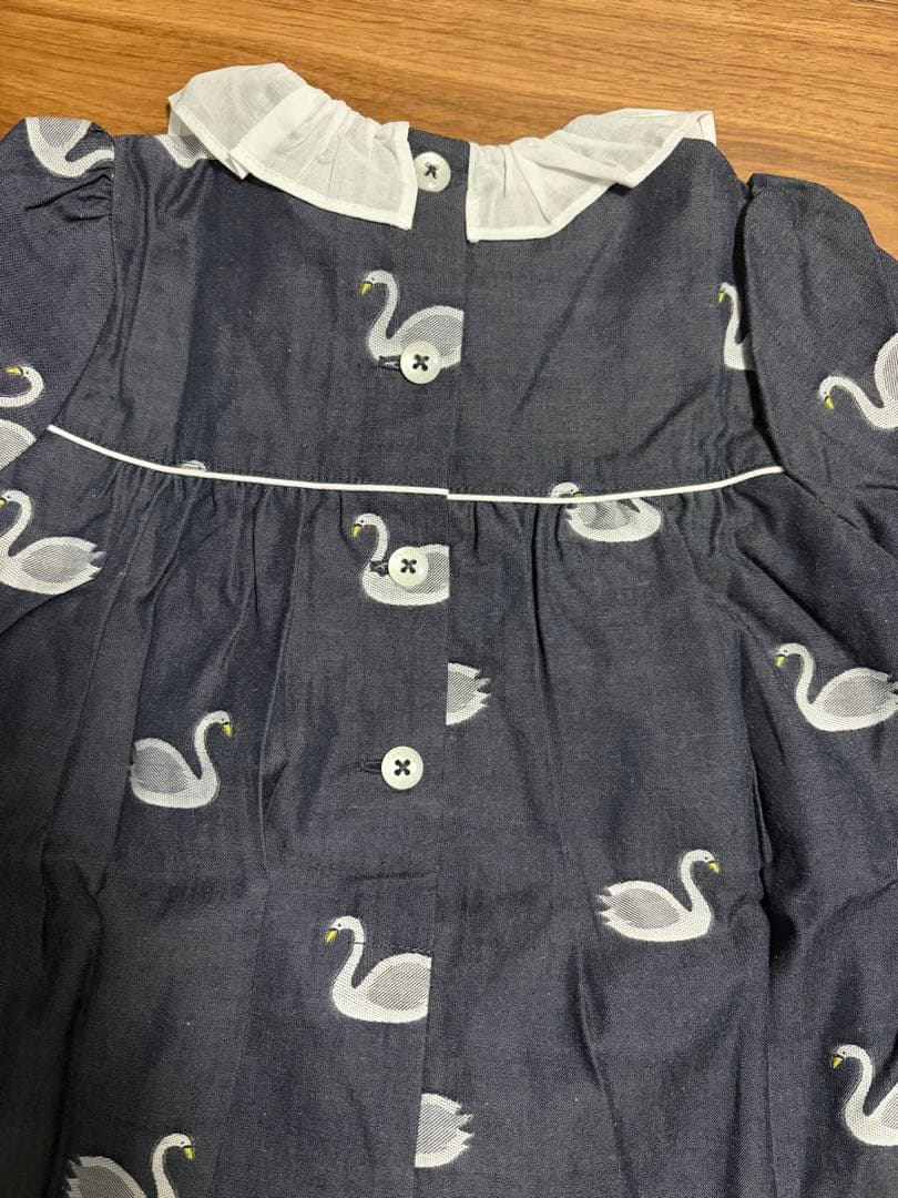 ファミリア♡スワン♡ワンピ♡80♡ネイビー♡デニム♡ダンガリー♡