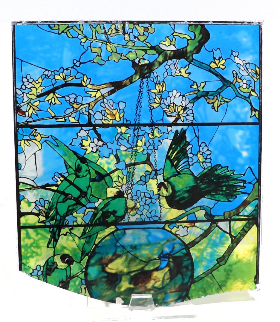 ルイス・C・ティファニーヴィンテージステンドグラス インコと金魚鉢ボストン美術館