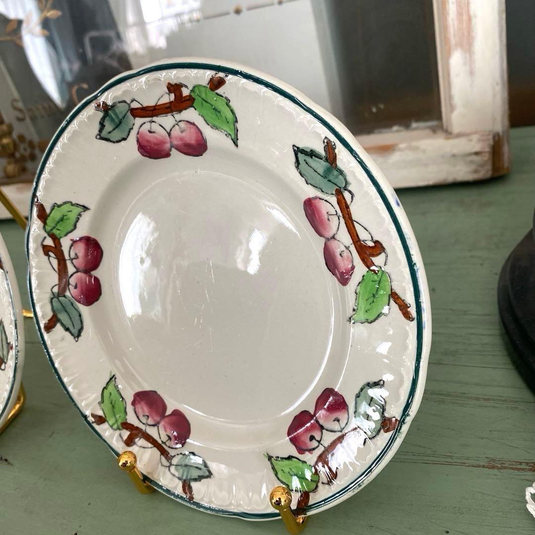 フランスアンティークLongwy ロンウィ プレートチェリー【A】