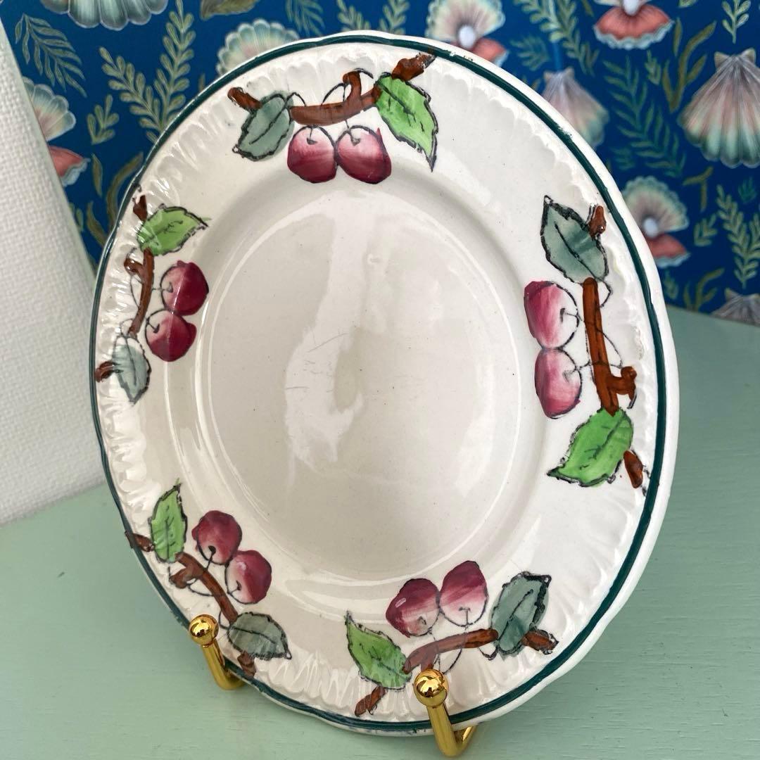 フランスアンティークLongwy ロンウィ プレートチェリー【A】