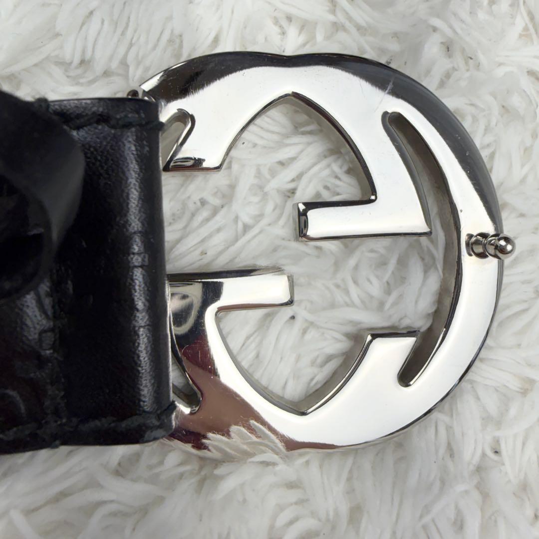 【極美品】GUCCI ベルト インターロッキング GG デカロゴ シルバー