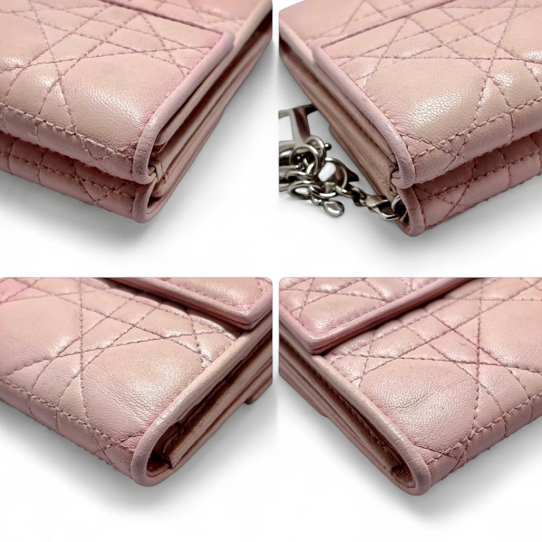 Dior レディディオール カナージュ ロータスウォレット CDボタン 折り財布