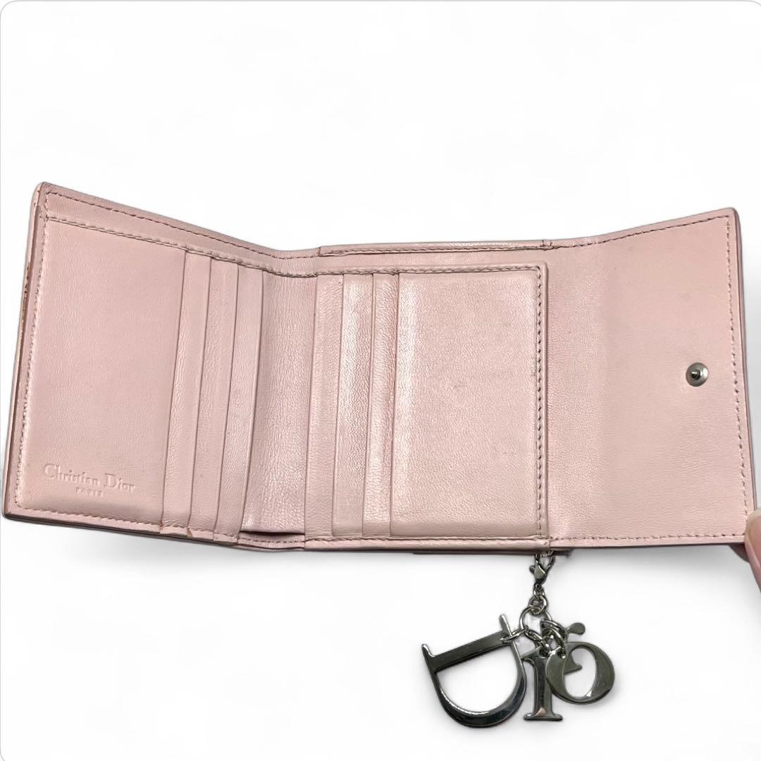 Dior レディディオール カナージュ ロータスウォレット CDボタン 折り財布