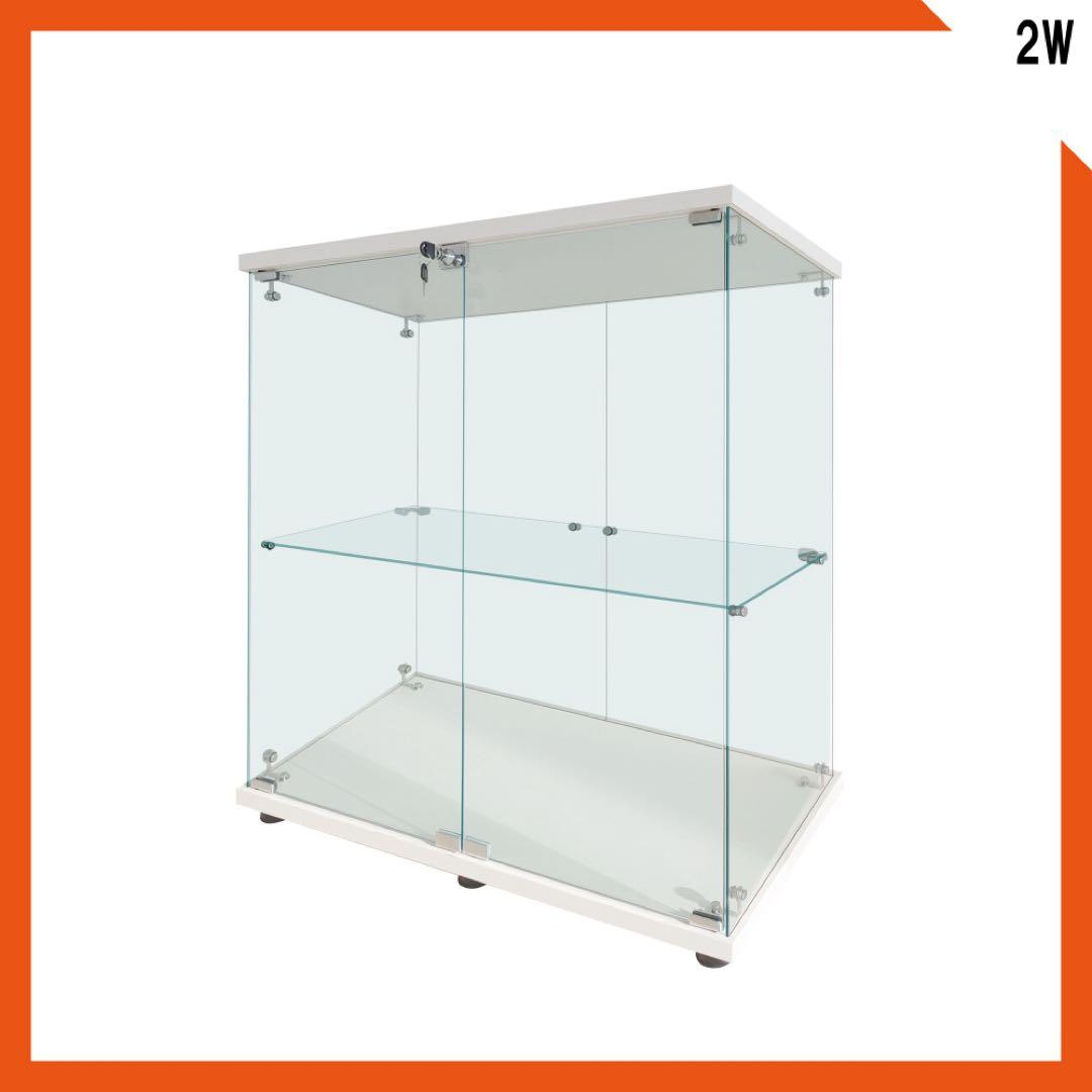 【新品】フィギュア棚　コレクションケース　ガラスディスプレイ　2段ワイド白