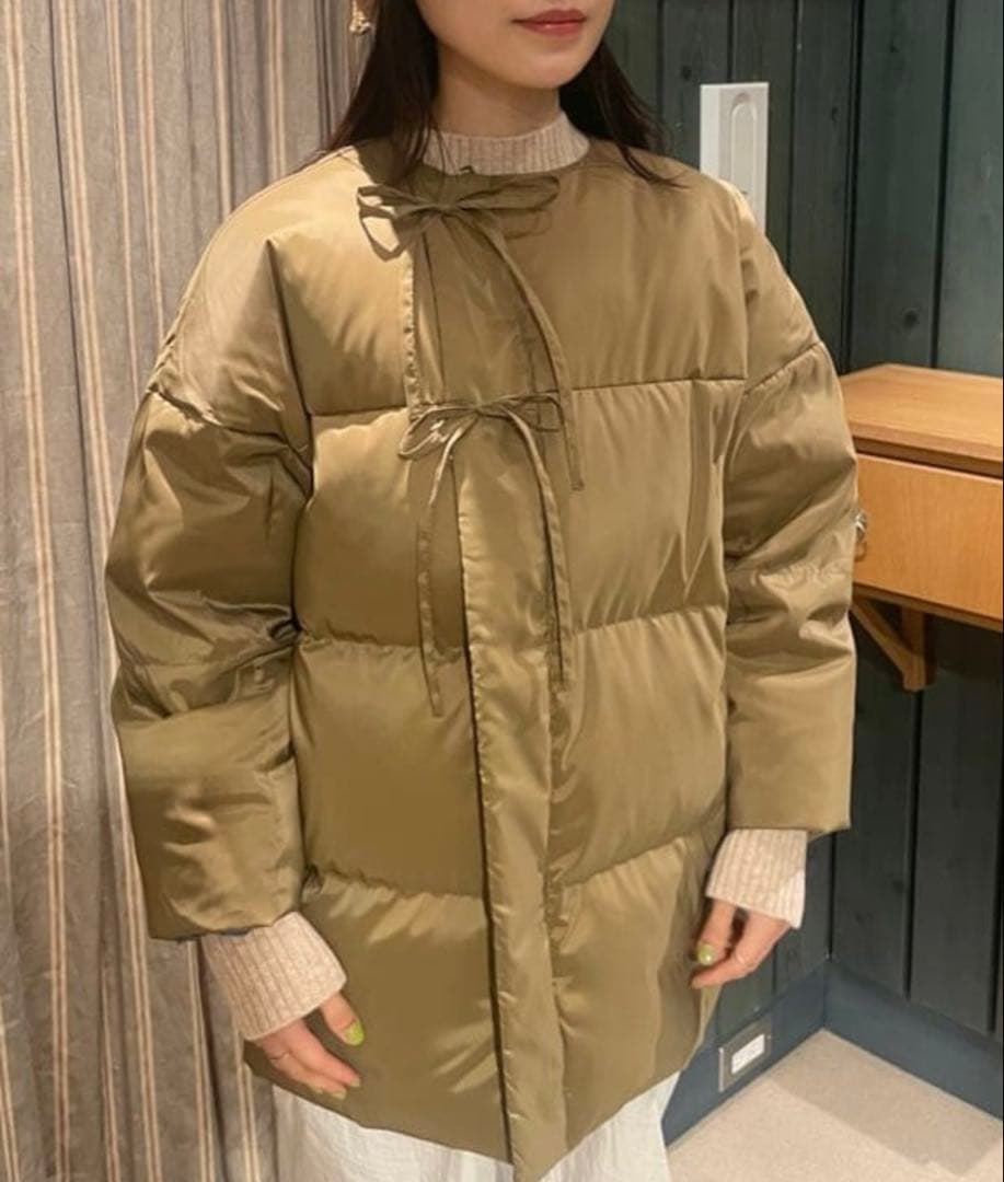 BEAMS BOY ノーカラー　SOLOTEX ダウンジャケット