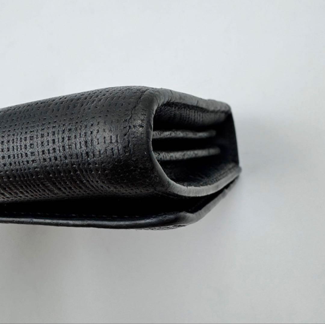 【美品】LOEWE 長財布　アナグラム　リネン　ブラック　　レザー