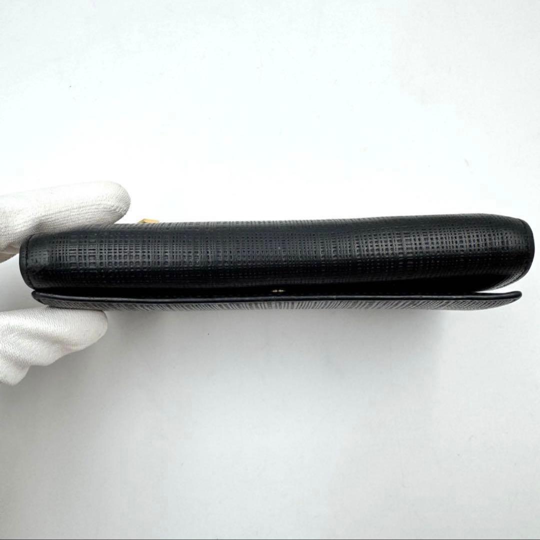 【美品】LOEWE 長財布　アナグラム　リネン　ブラック　　レザー