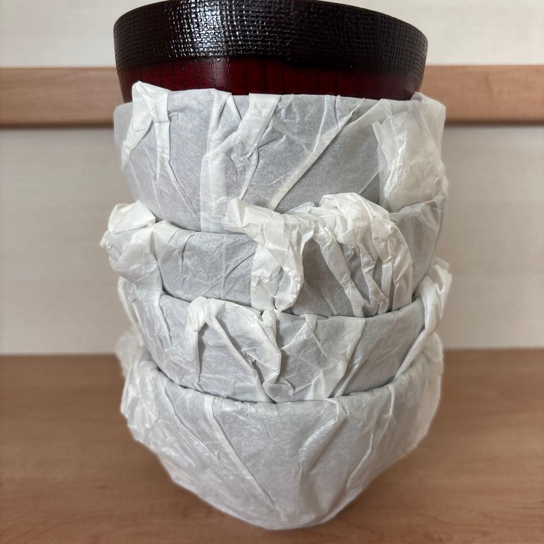 鈴武 会津漆器 紅布着　汁椀 5個セット 未使用品