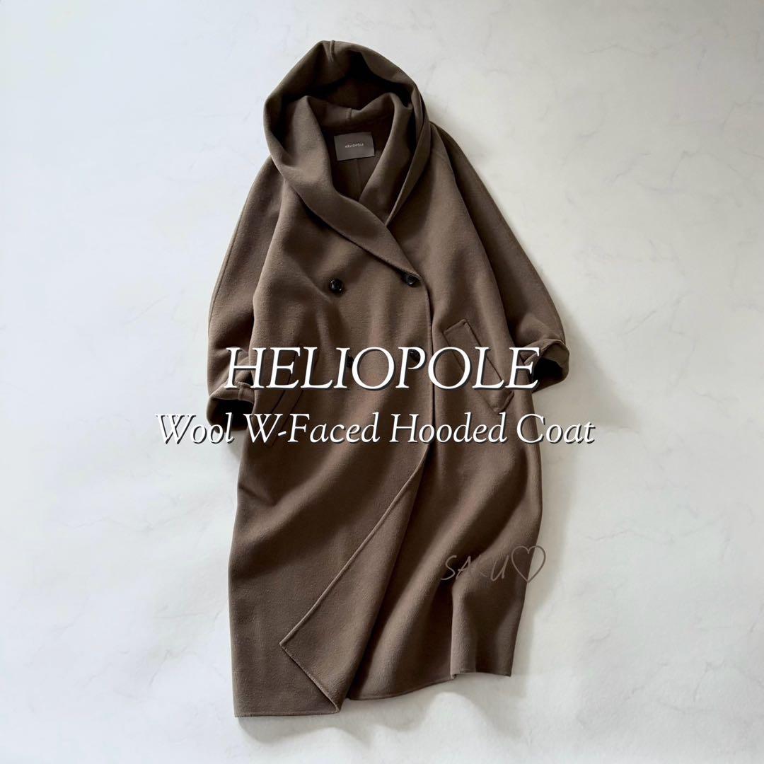 定価61600円 HELIOPOLE ウールダブルフェイスフーデットコート 38