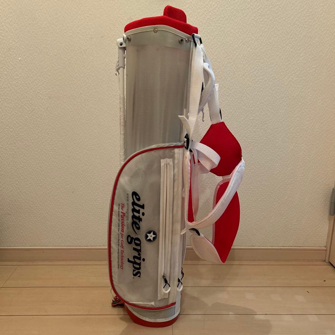 kz エリートグリップキャディバッグ白\赤　スタンド式