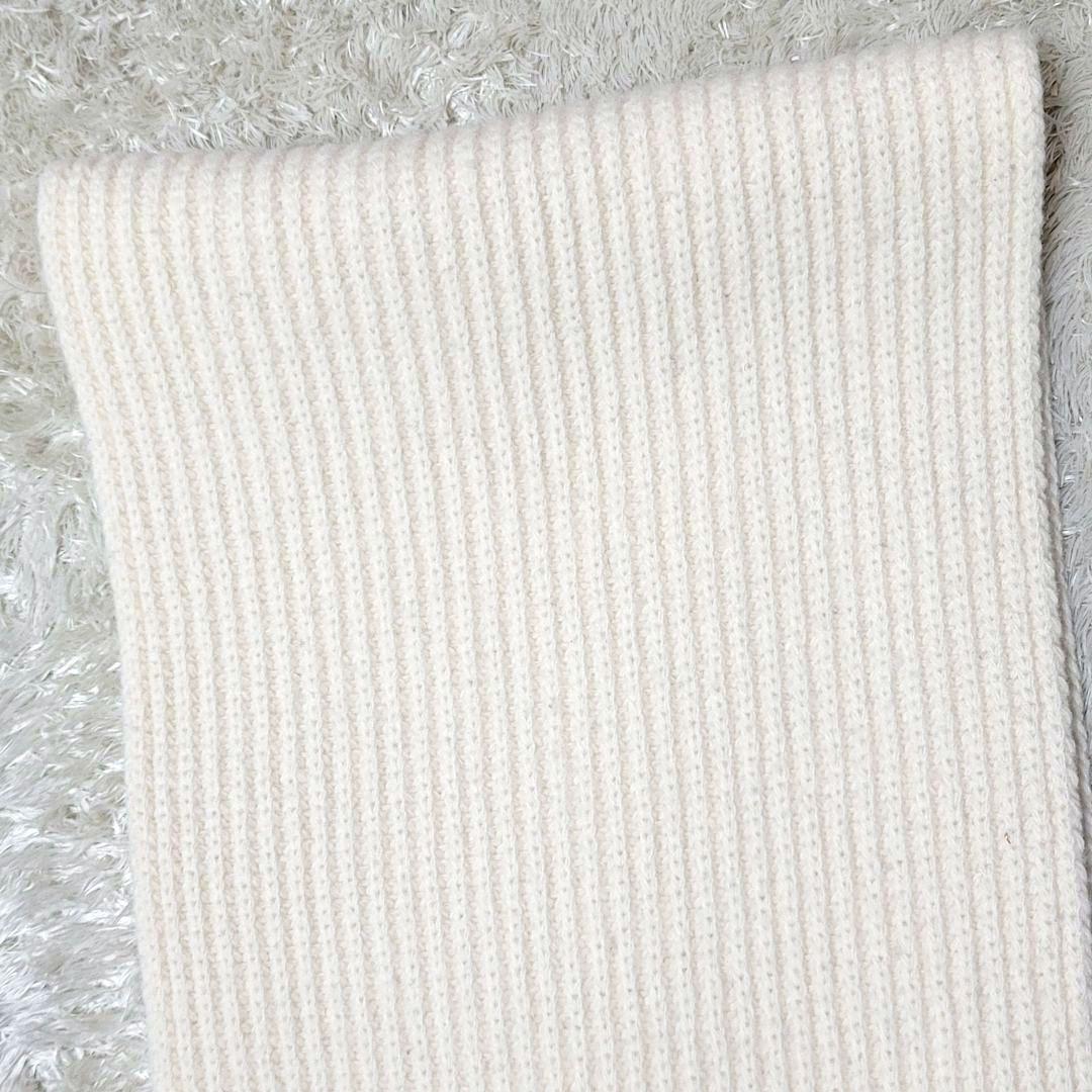 美品 ストーンアイランド マフラー ウール コンパスロゴ 立体編み ホワイト