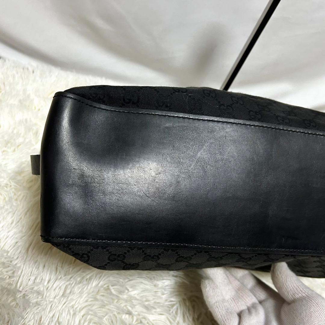 GUCCI トートバッグ　106251 シマ　A4収納可能　レザー　キャンバス