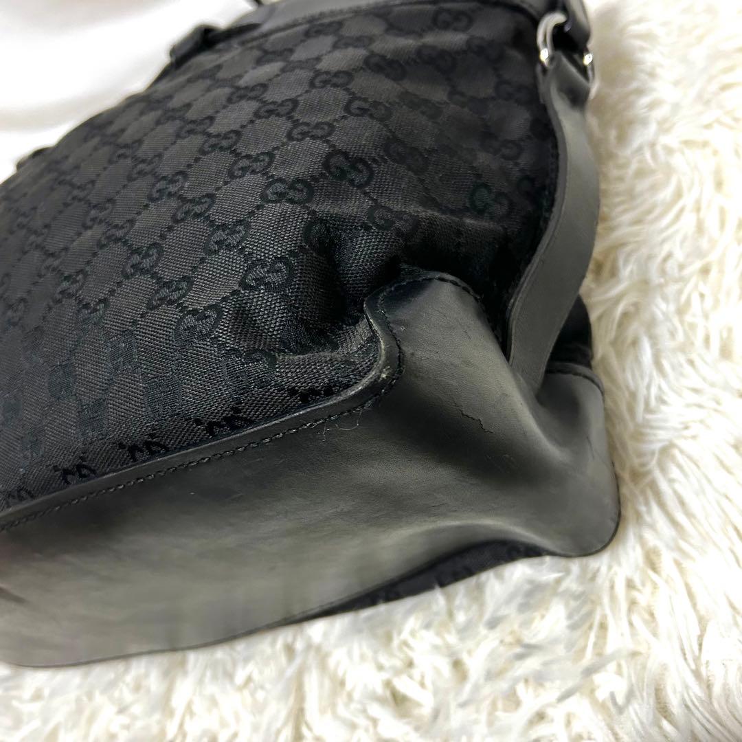 GUCCI トートバッグ　106251 シマ　A4収納可能　レザー　キャンバス