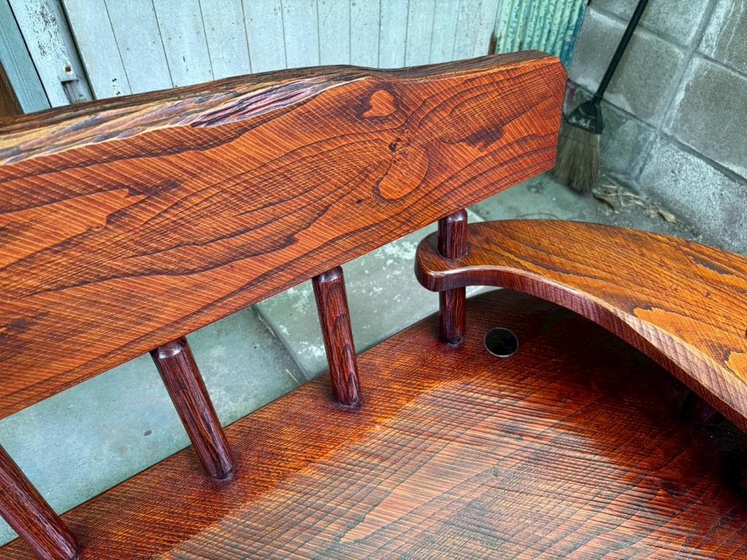 ベンチチェア　工房 我楽堂　無垢材　漆仕上げ　長椅子　民藝　幅190ｃｍ