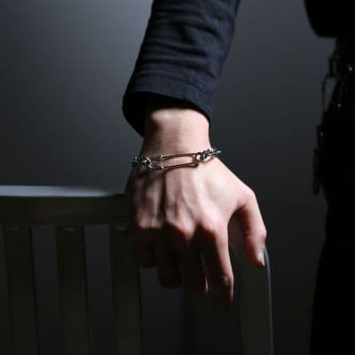 安全ピン 長アズキ チェーン ダイヤモンド ブレスレット L