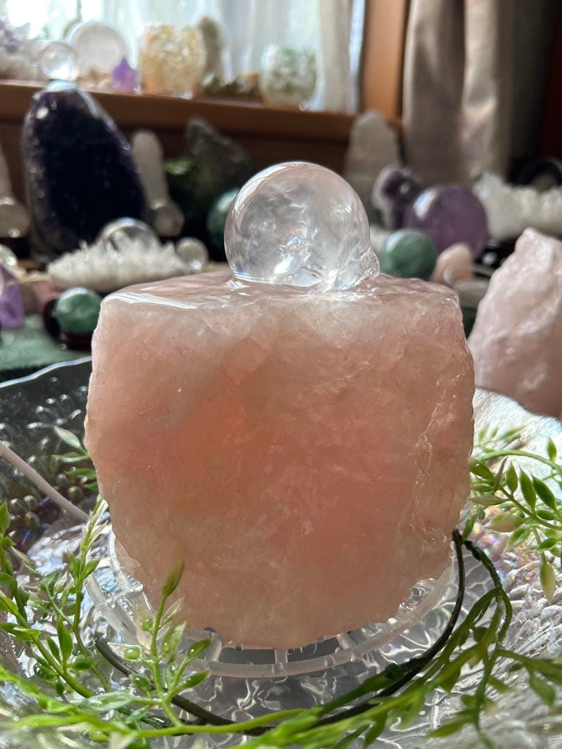 ✨破格✨絶品‼️ローズクオーツ☆噴水☆天然石⭐︎ファウンテン☆秘蔵品⭐︎2100g