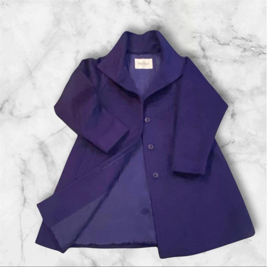 マックスマーラ　白タグ　スタンドカラーコート　比翼　アルパカ　ウール　40