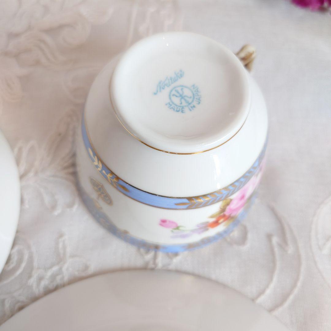 オールドノリタケ　藤色薔薇絵図　カップ＆ソーサー　ケーキ皿　トリオ