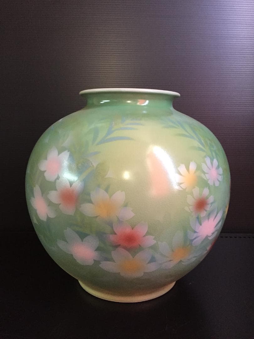 昭和レトロ花瓶　九谷焼9号花瓶　新品未使用　年代物