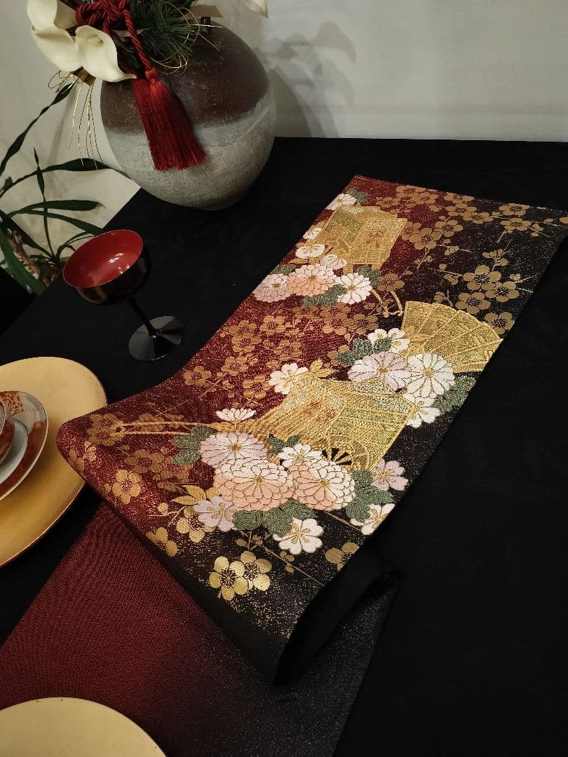 A957★逸品‼️御所車‼️ひな祭り‼️テーブルランナー2m20cm