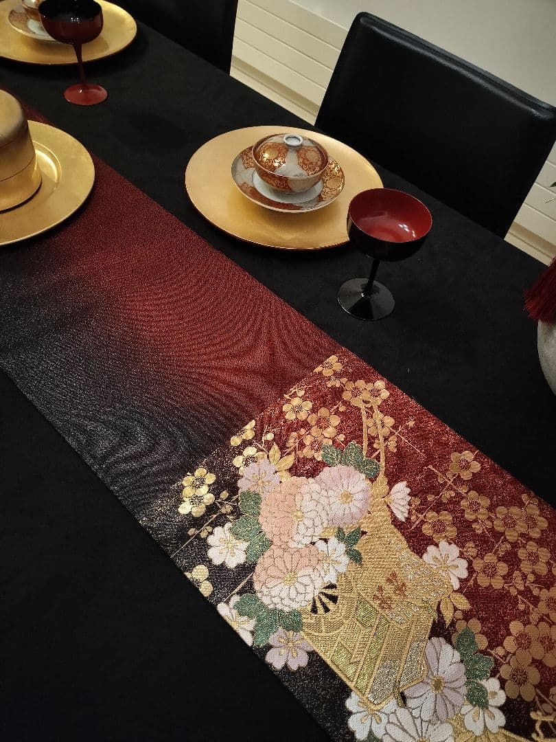 A957★逸品‼️御所車‼️ひな祭り‼️テーブルランナー2m20cm