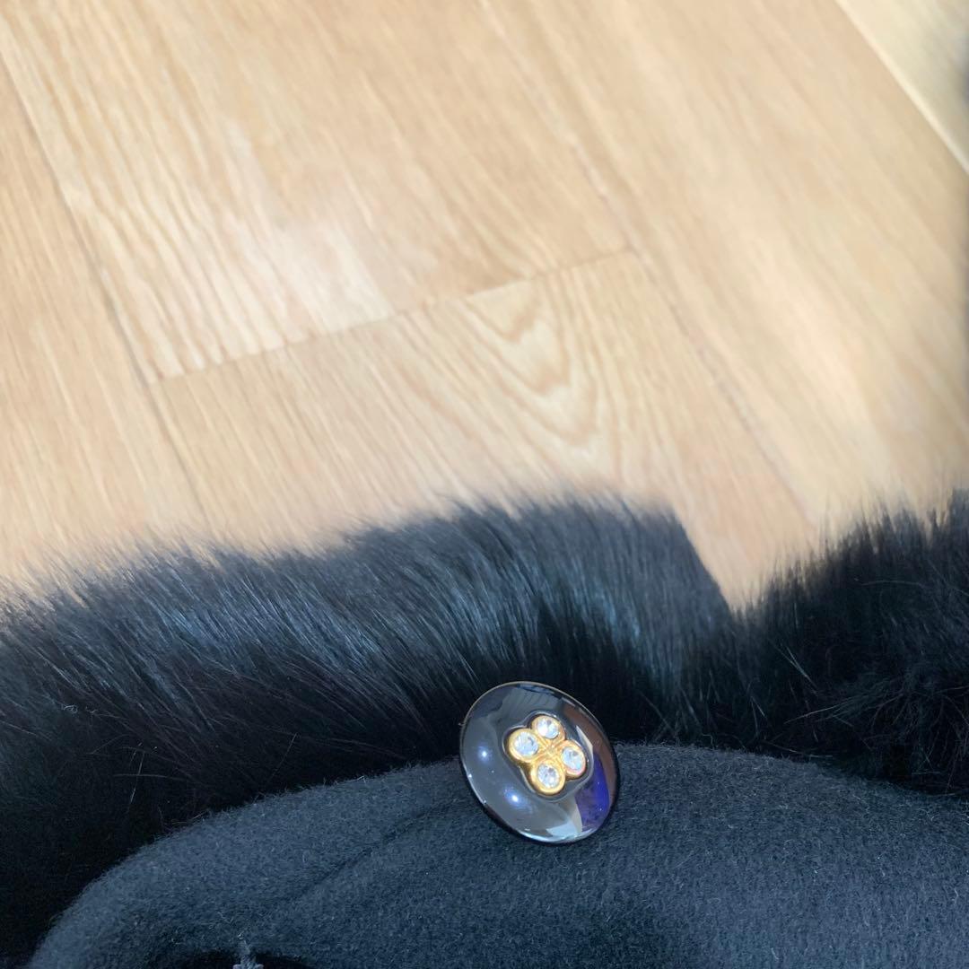 美品⭐︎vivreビブレ　黒　カシミヤ　ケープ　フォックスファー付　ポンチョコート