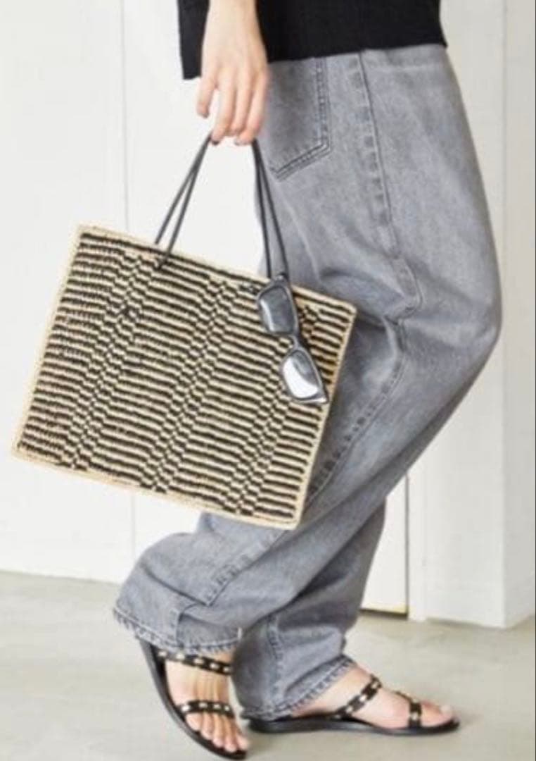 未使用 メゾンエヌアッシュパリMAISON N.H PARIS ラフィアバッグ