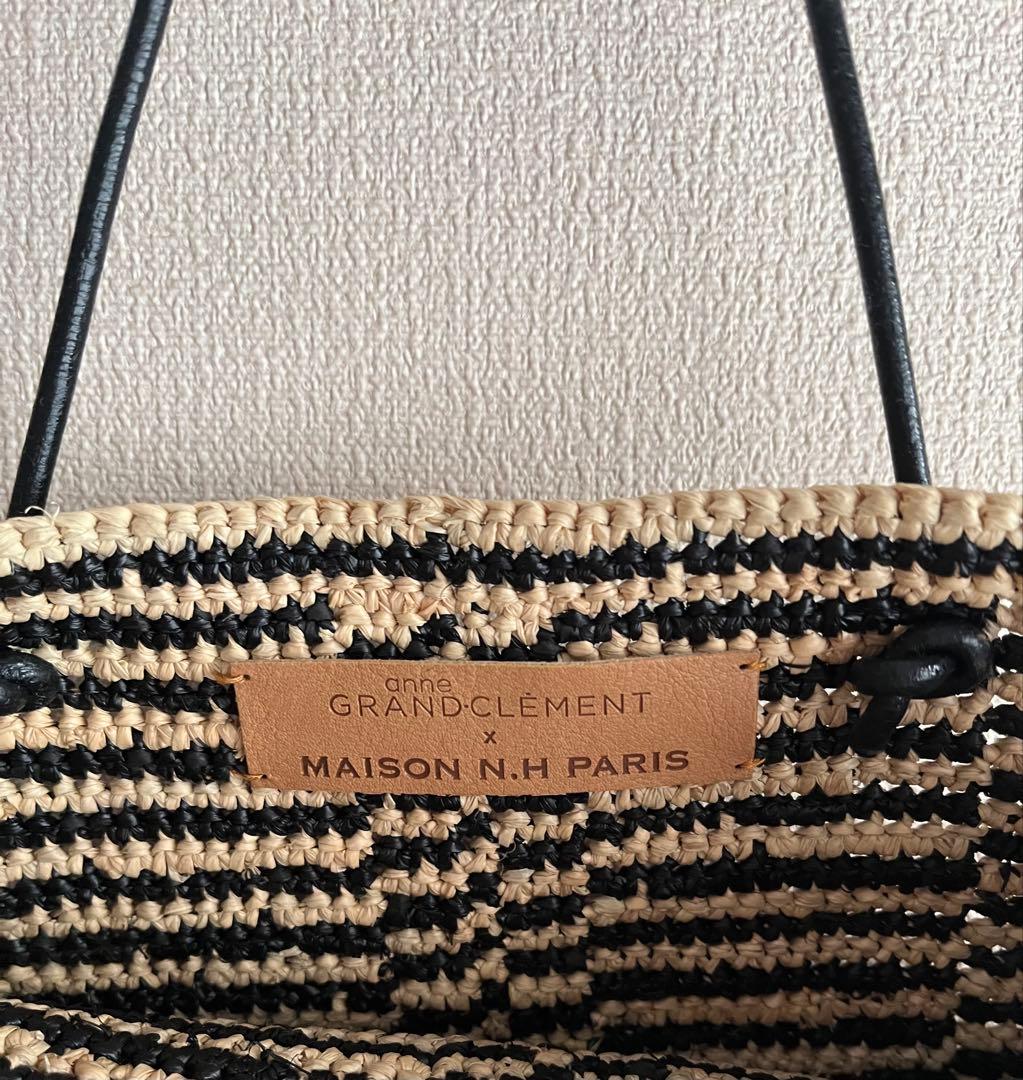未使用 メゾンエヌアッシュパリMAISON N.H PARIS ラフィアバッグ