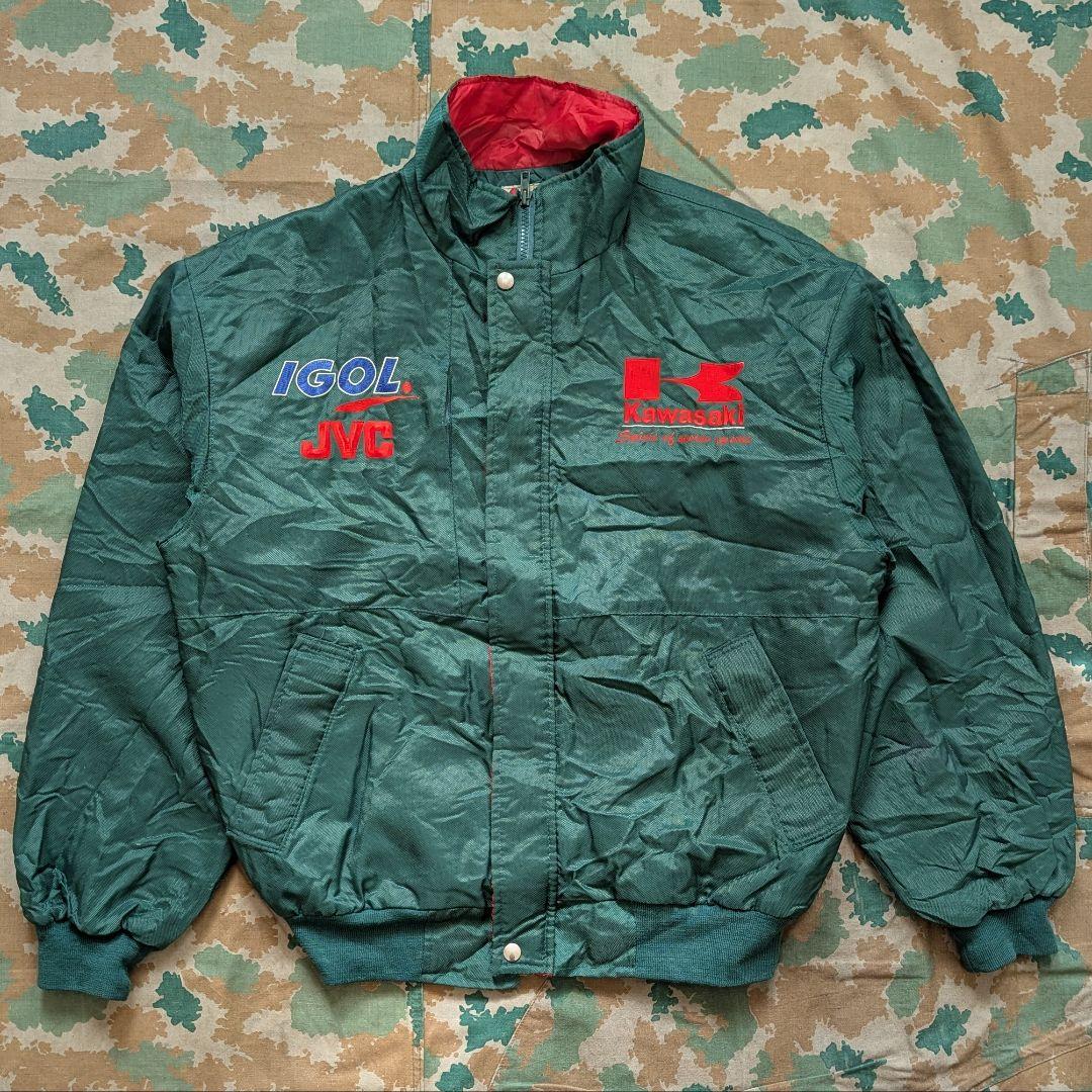 KAWASAKI カワサキ ナイロンジャケット ワークジャケット バイク 古着