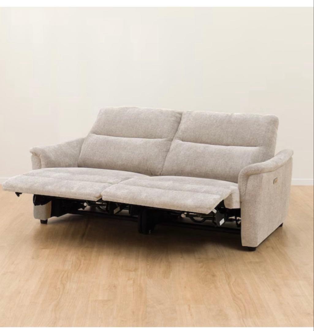 ニトリ　電動布張りリクライニングソファ(KK6133) 3人掛け　グレー