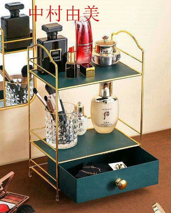 dトイレ化粧品収納ケース鉄芸デスクトップ多層スキンケア香水化粧台引き出し式棚