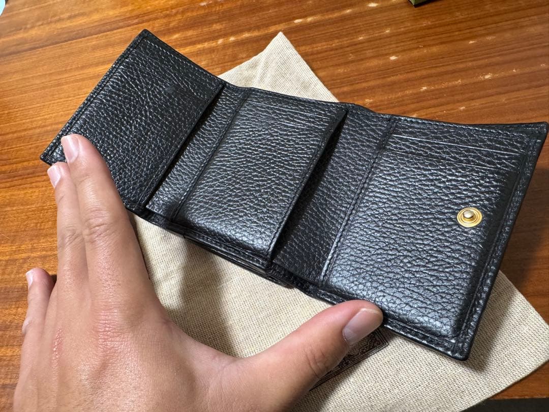 【正規品】GUCCI ブラックレザー 三つ折り財布
