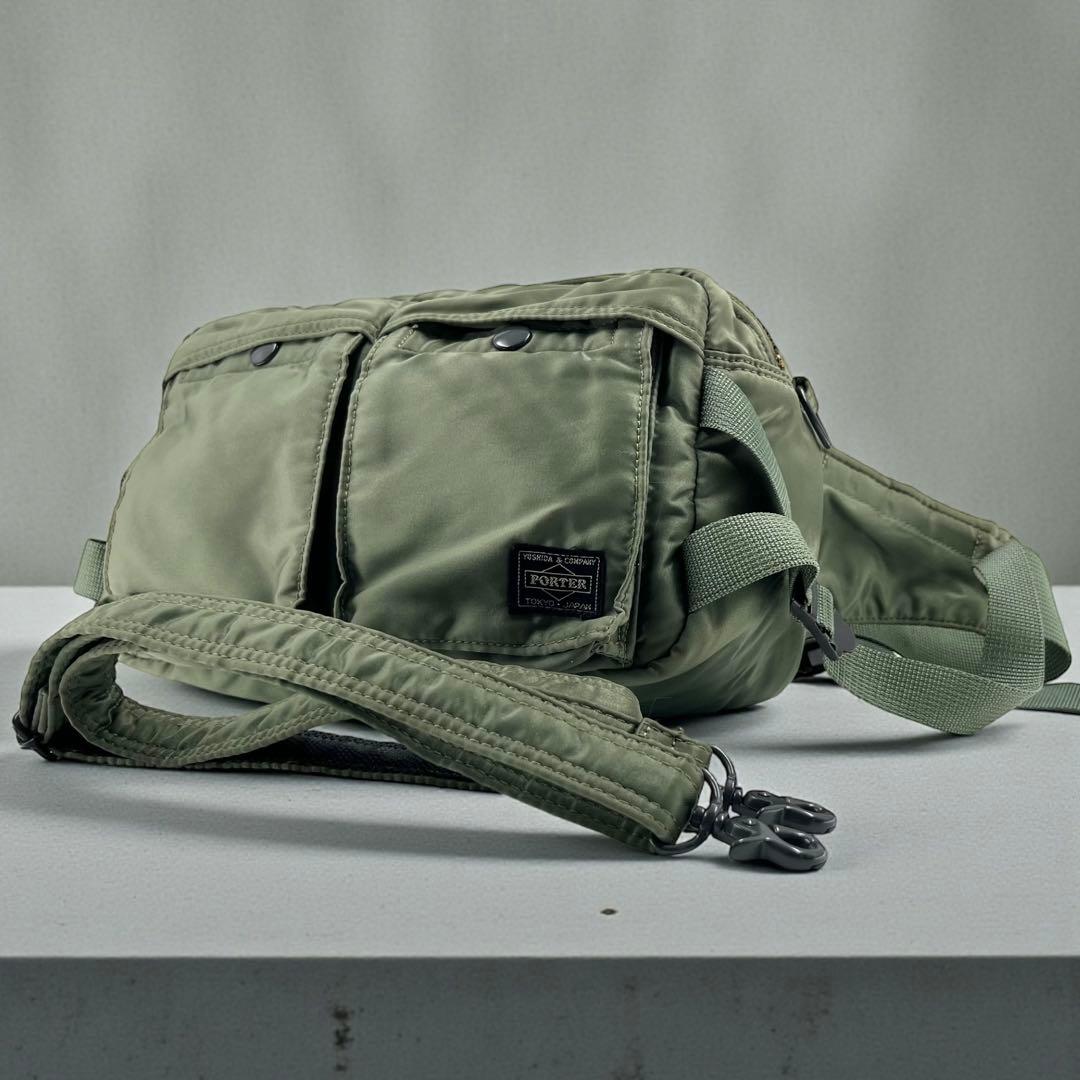 【美品】 ポーター タンカー ボディバッグ 2way セージグリーン 廃盤
