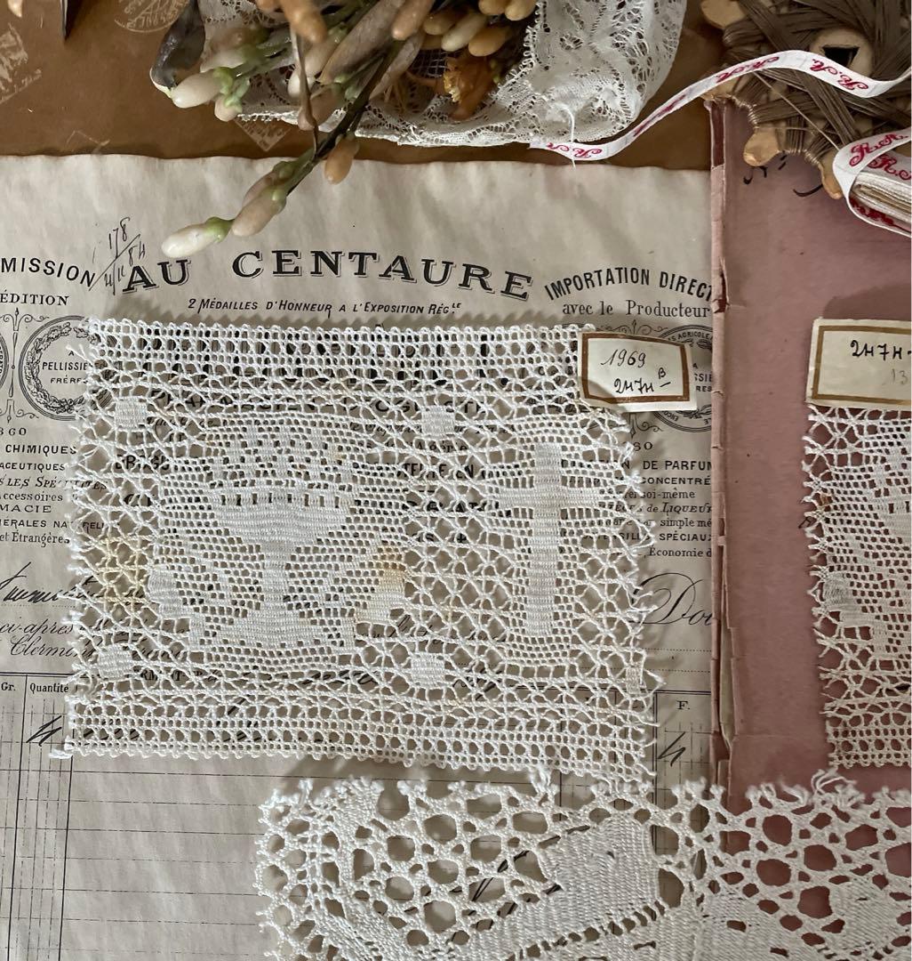 フランスアンティーク❤️ボビンレース3枚