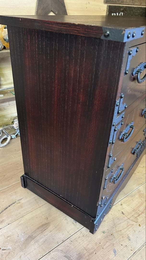 和箪笥 民芸調 時代箪笥風 引き出し収納 金具付き 和モダン 車箪笥