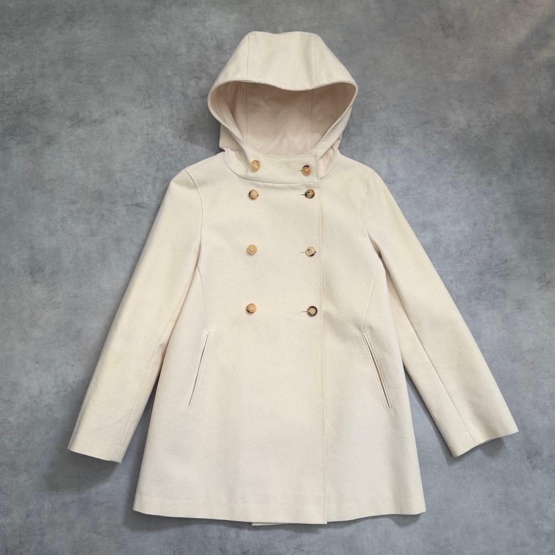 【CELINE】セリーヌ フードコットンスプリングコート 生成り 36ベルギー製