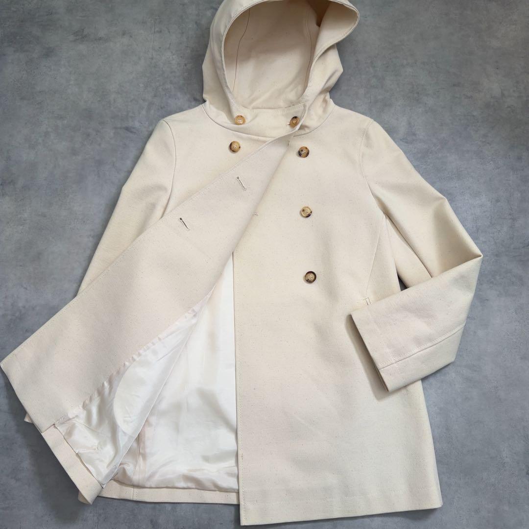 【CELINE】セリーヌ フードコットンスプリングコート 生成り 36ベルギー製