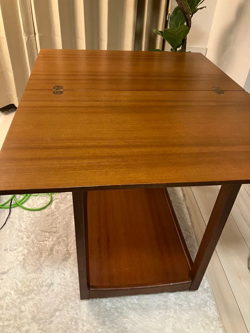 チーク　サイドテーブル　キャスター付き　ゲームボード　エクステンションテーブル